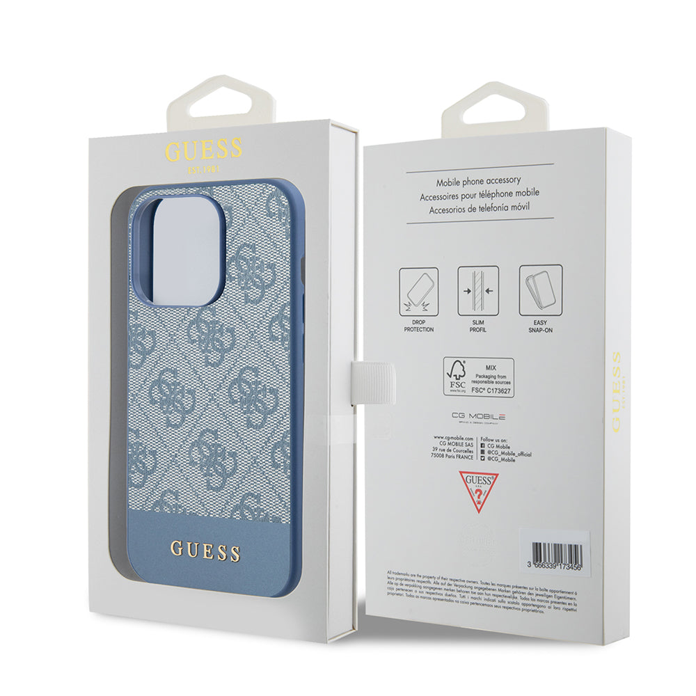 Hülle für Apple iPhone 15 Pro, Guess, 4G Stripe, Blau