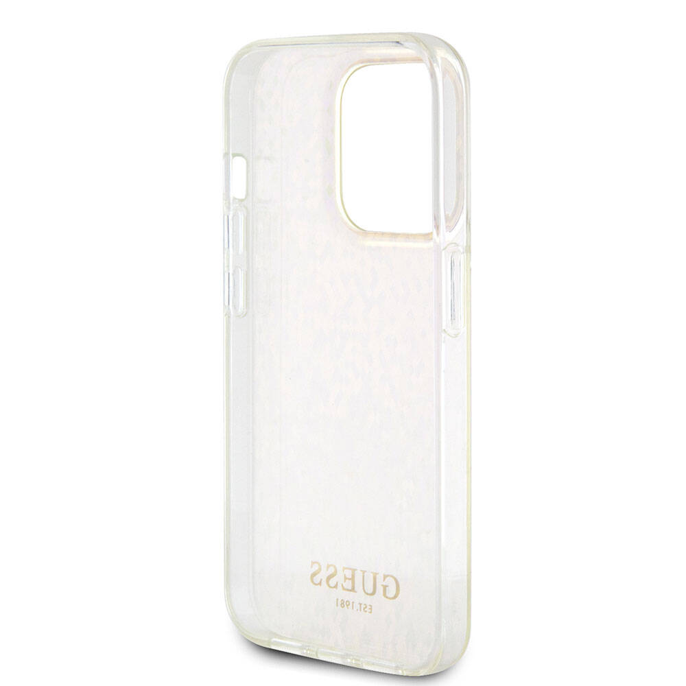 Hülle für Apple iPhone 15 Pro, Guess, IML Faceted Mirror Disco Iridescent, Rosa