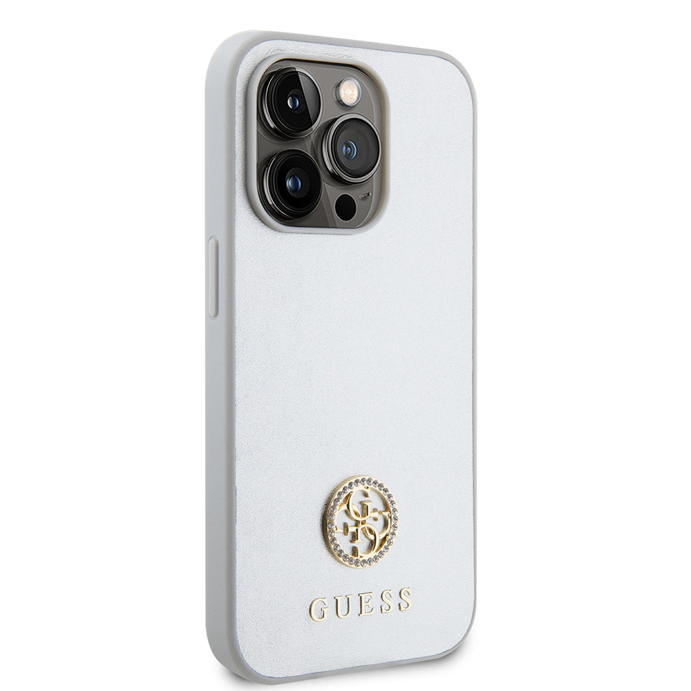 Case for Apple iPhone 15 Pro, Guess, Strass Metal Logo, Silver