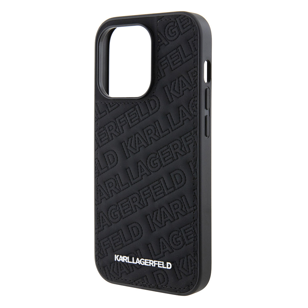 Hülle für Apple iPhone 15 Pro, Karl Lagerfeld, Diagonal Quilted K Muster, Schwarz