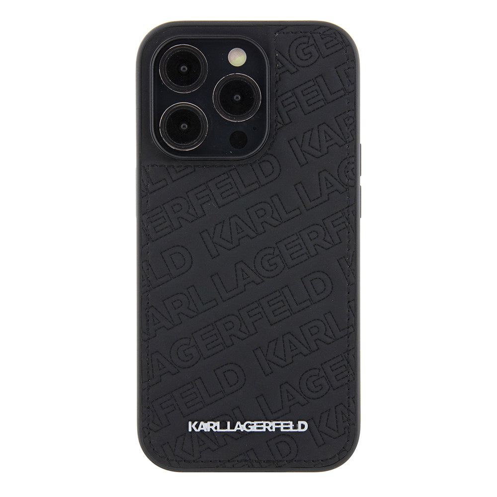 Hülle für Apple iPhone 15 Pro, Karl Lagerfeld, Diagonal Quilted K Muster, Schwarz