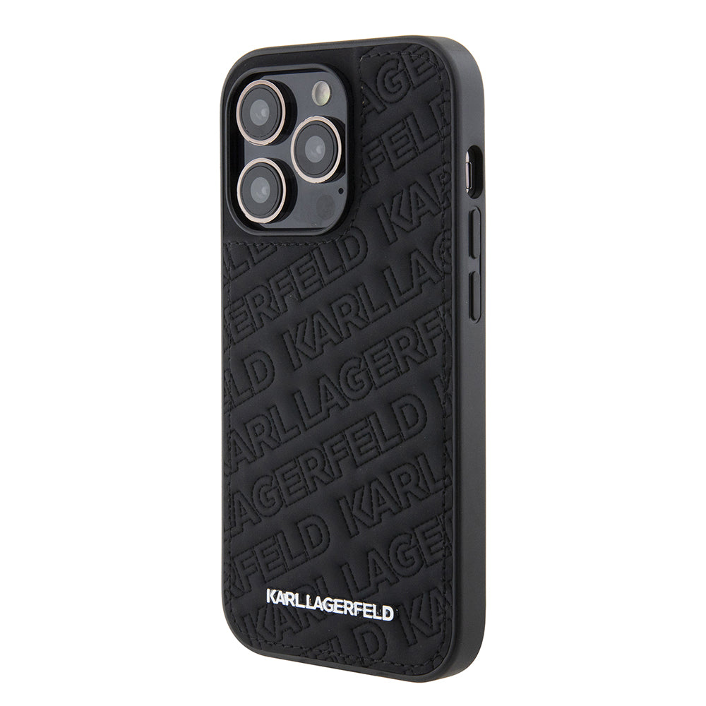 Hülle für Apple iPhone 15 Pro, Karl Lagerfeld, Diagonal Quilted K Muster, Schwarz