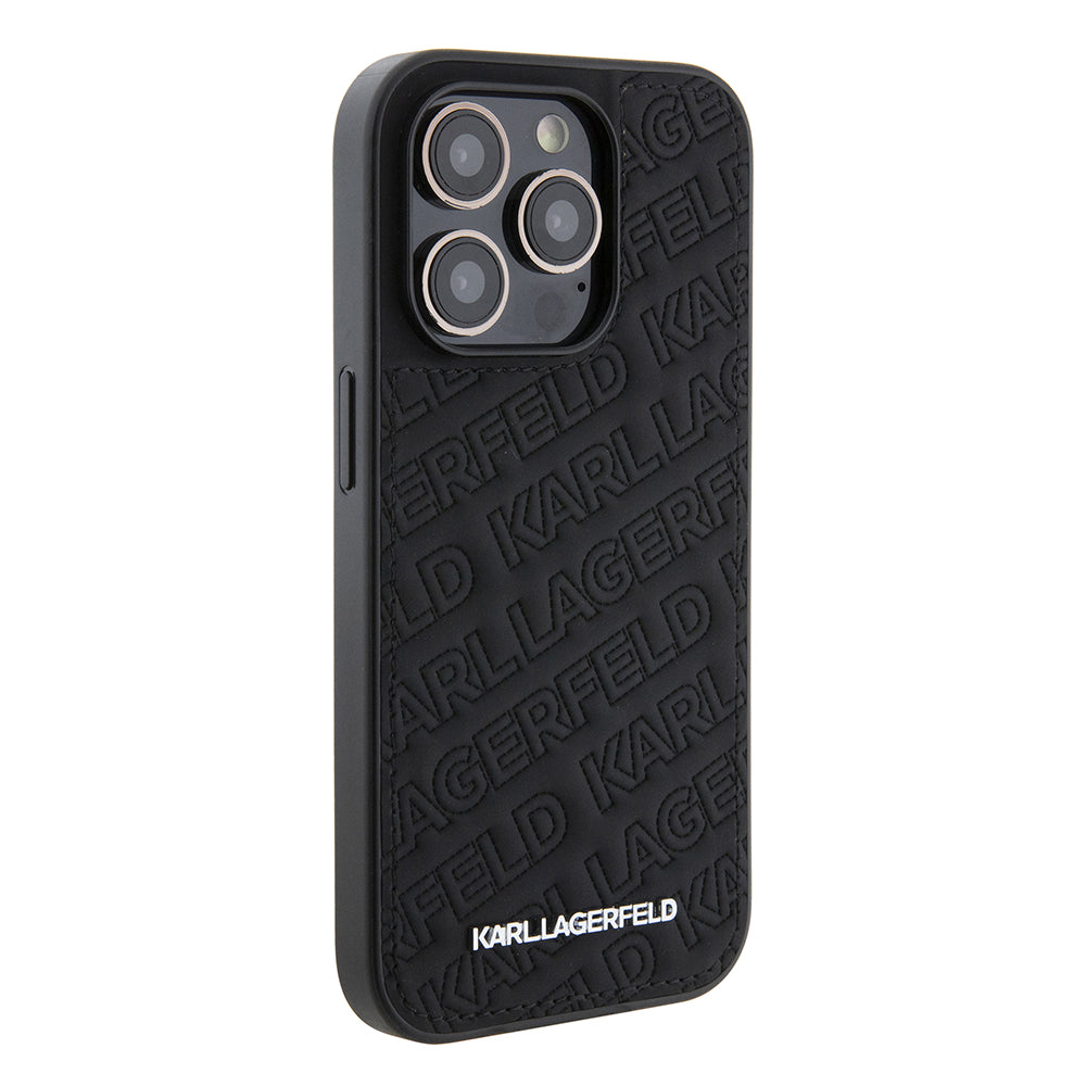Hülle für Apple iPhone 15 Pro, Karl Lagerfeld, Diagonal Quilted K Muster, Schwarz
