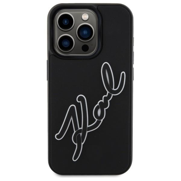 Hülle für Apple iPhone 15 Pro Max, Karl Lagerfeld, 3D Rubber Signature, Schwarz