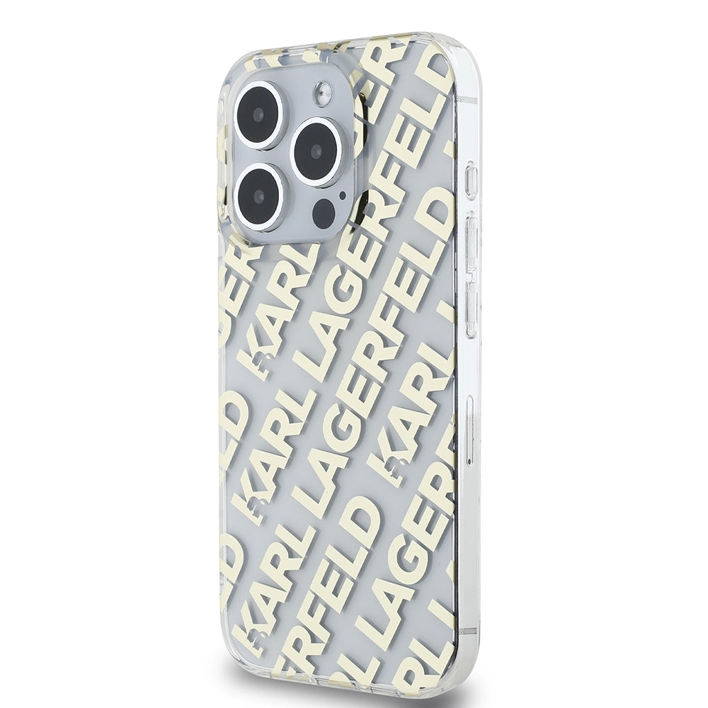 Hülle für Apple iPhone 15 Pro Max, Karl Lagerfeld, IML Luxury Gold Fullover Logo, Goldfarben