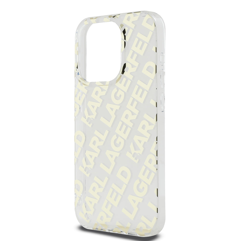 Hülle für Apple iPhone 15 Pro Max, Karl Lagerfeld, IML Luxury Gold Fullover Logo, Goldfarben