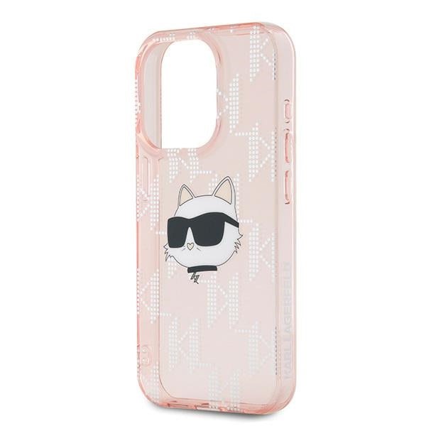 Hülle für Apple iPhone 15 Pro Max, Karl Lagerfeld, IML Luxury Monogram Choupette's Head, Rosa
