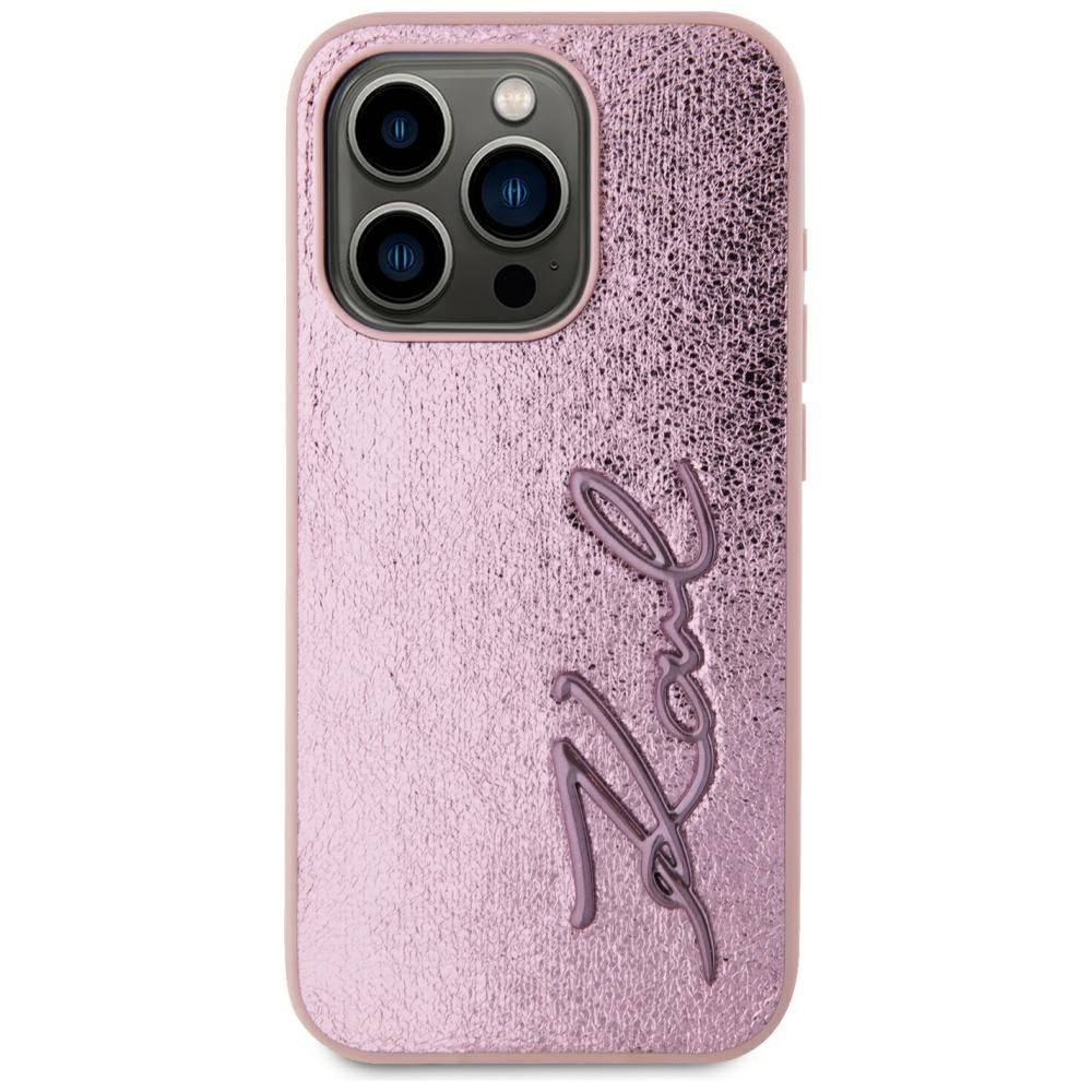 Hülle für Apple iPhone 15 Pro Max, Karl Lagerfeld, Metal Signature, Rosa