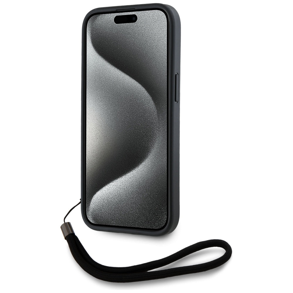 Hülle für Apple iPhone 15 Pro Max, Karl Lagerfeld, Saffiano Athleisure Stripes with Strap, Rosie