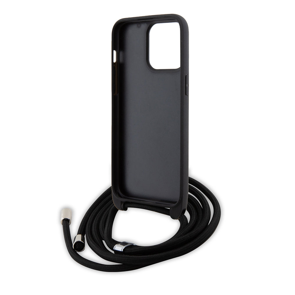 Hülle für Apple iPhone 15 Pro Max, Karl Lagerfeld, Saffiano Crossbody Monogram Metal Pin Karl, Schwarz