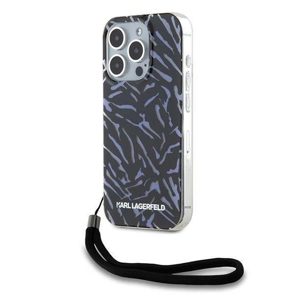 Hülle für Apple iPhone 15 Pro Max, Karl Lagerfeld, Zebra mit Kordelband, Lila