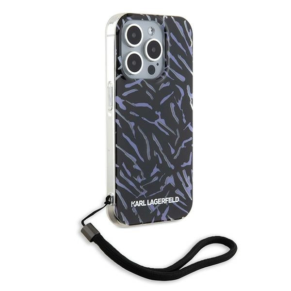 Hülle für Apple iPhone 15 Pro Max, Karl Lagerfeld, Zebra mit Kordelband, Lila