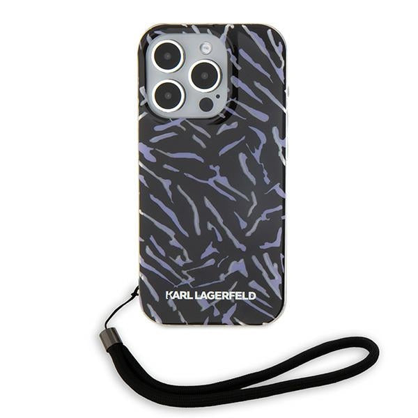 Hülle für Apple iPhone 15 Pro Max, Karl Lagerfeld, Zebra mit Kordelband, Lila
