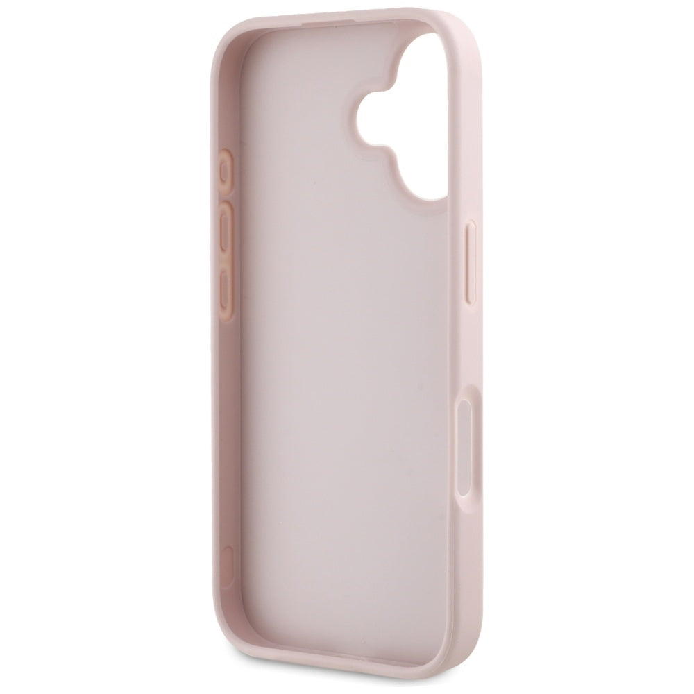 Hülle für Apple iPhone 16, Guess, Grained Big 4G Logo Small Classic Logo, Rosa