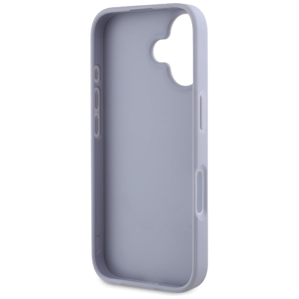 Hülle für Apple iPhone 16, Guess, Hot Stamp 4G Pattern Triangle Logo, Helles Lila