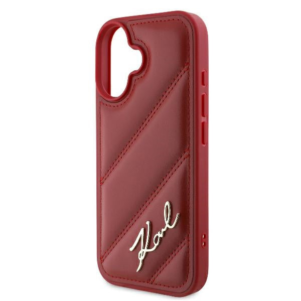 Hülle für Apple iPhone 16, Karl Lagerfeld, Diagonal Quilted Script, Rosie