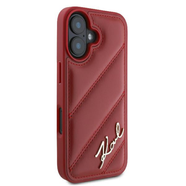 Hülle für Apple iPhone 16, Karl Lagerfeld, Diagonal Quilted Script, Rosie