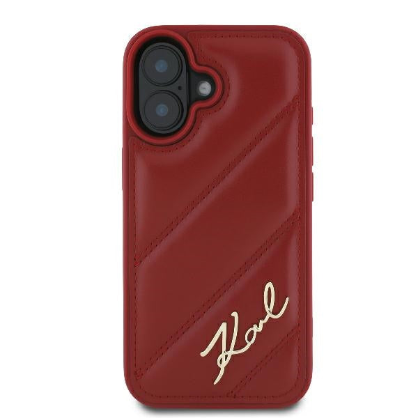 Hülle für Apple iPhone 16, Karl Lagerfeld, Diagonal Quilted Script, Rosie