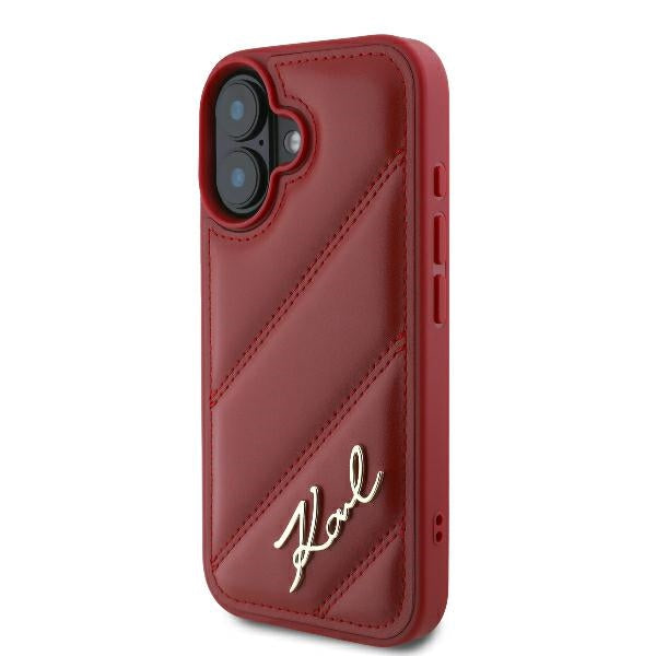 Hülle für Apple iPhone 16, Karl Lagerfeld, Diagonal Quilted Script, Rosie