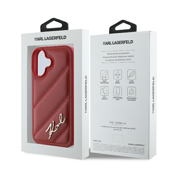 Hülle für Apple iPhone 16, Karl Lagerfeld, Diagonal Quilted Script, Rosie