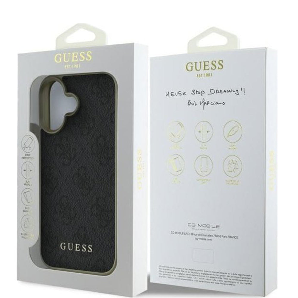 Hülle für Apple iPhone 16 Plus, Guess, 4G Charm, Schwarz