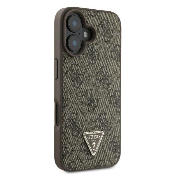 Case for Apple iPhone 16 Plus, Guess, 4G Triangle Strass, Brown