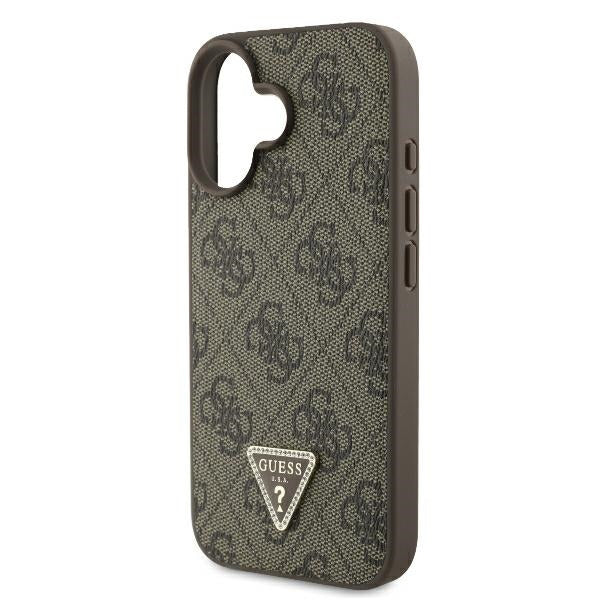 Case for Apple iPhone 16 Plus, Guess, 4G Triangle Strass, Brown