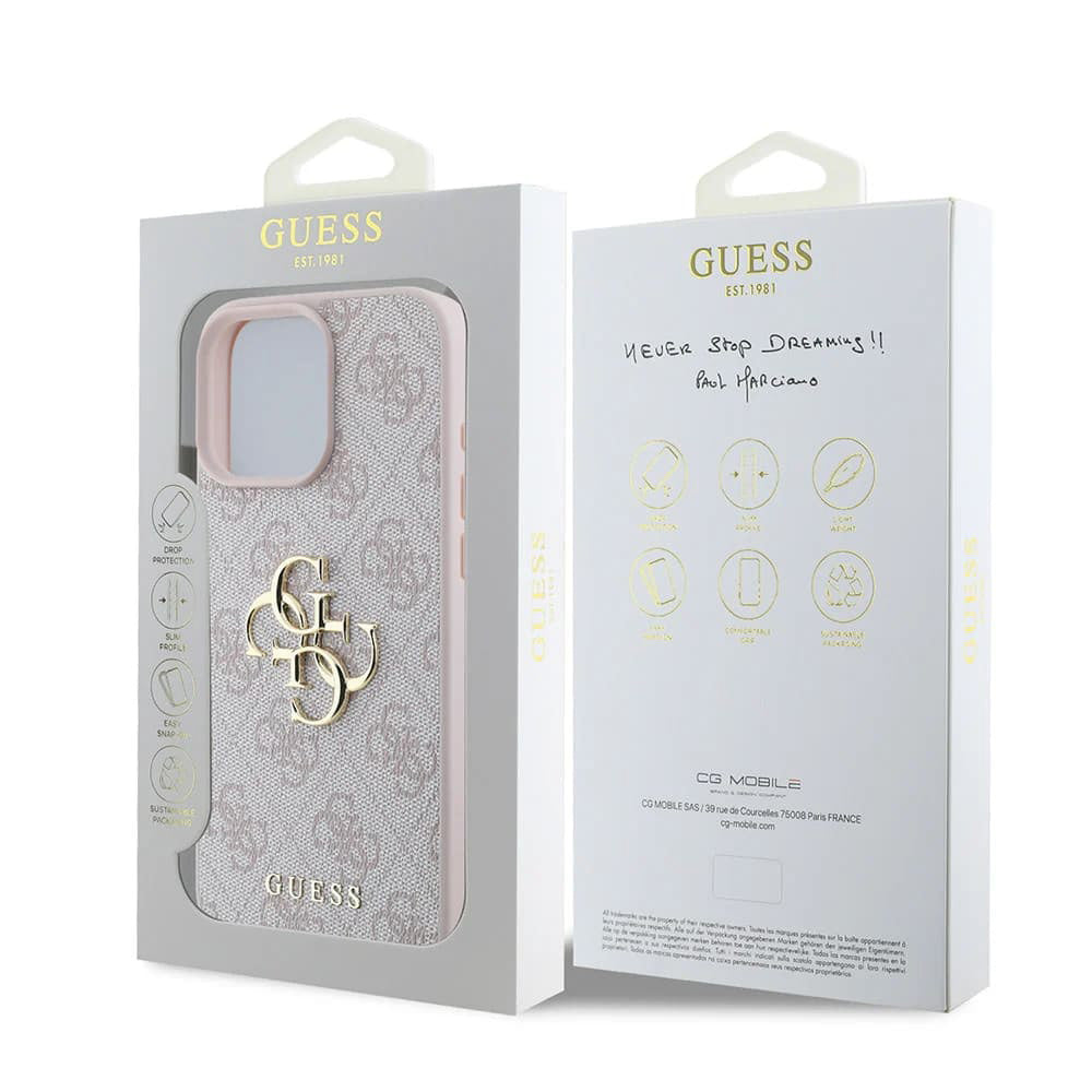 Case for Apple iPhone 16 Pro, Guess, 4G Big Logo, Pink