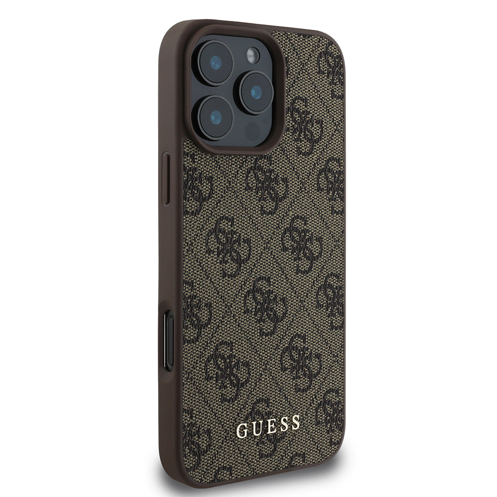 Hülle für Apple iPhone 16 Pro, Guess, 4G Classic, Braun