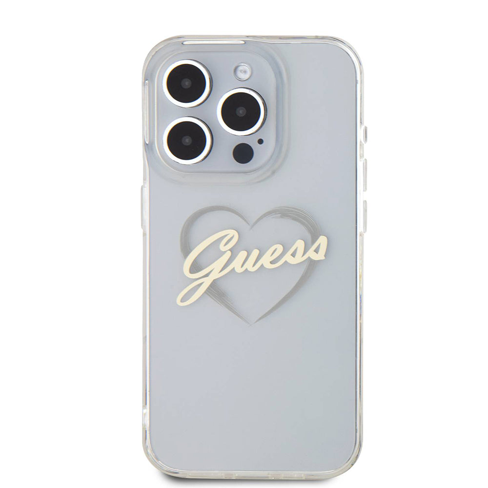 Hülle für Apple iPhone 16 Pro, Guess, IML Heart, Transparent