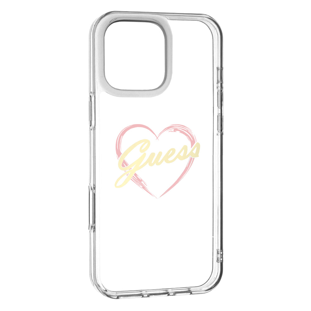 Hülle für Apple iPhone 16 Pro, Guess, IML Heart, Transparent