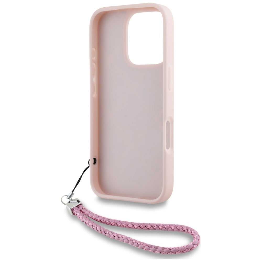 Hülle für Apple iPhone 16 Pro, Karl Lagerfeld, Quilted Initial Logo & Chain Strap, Rosa