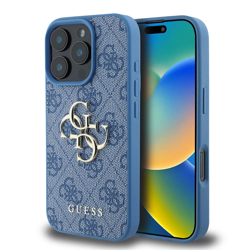 Case for Apple iPhone 16 Pro Max, Guess, 4G Big Logo, Blue
