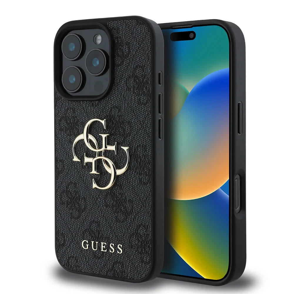 Hülle für Apple iPhone 16 Pro Max, Guess, 4G Big Logo, Schwarz