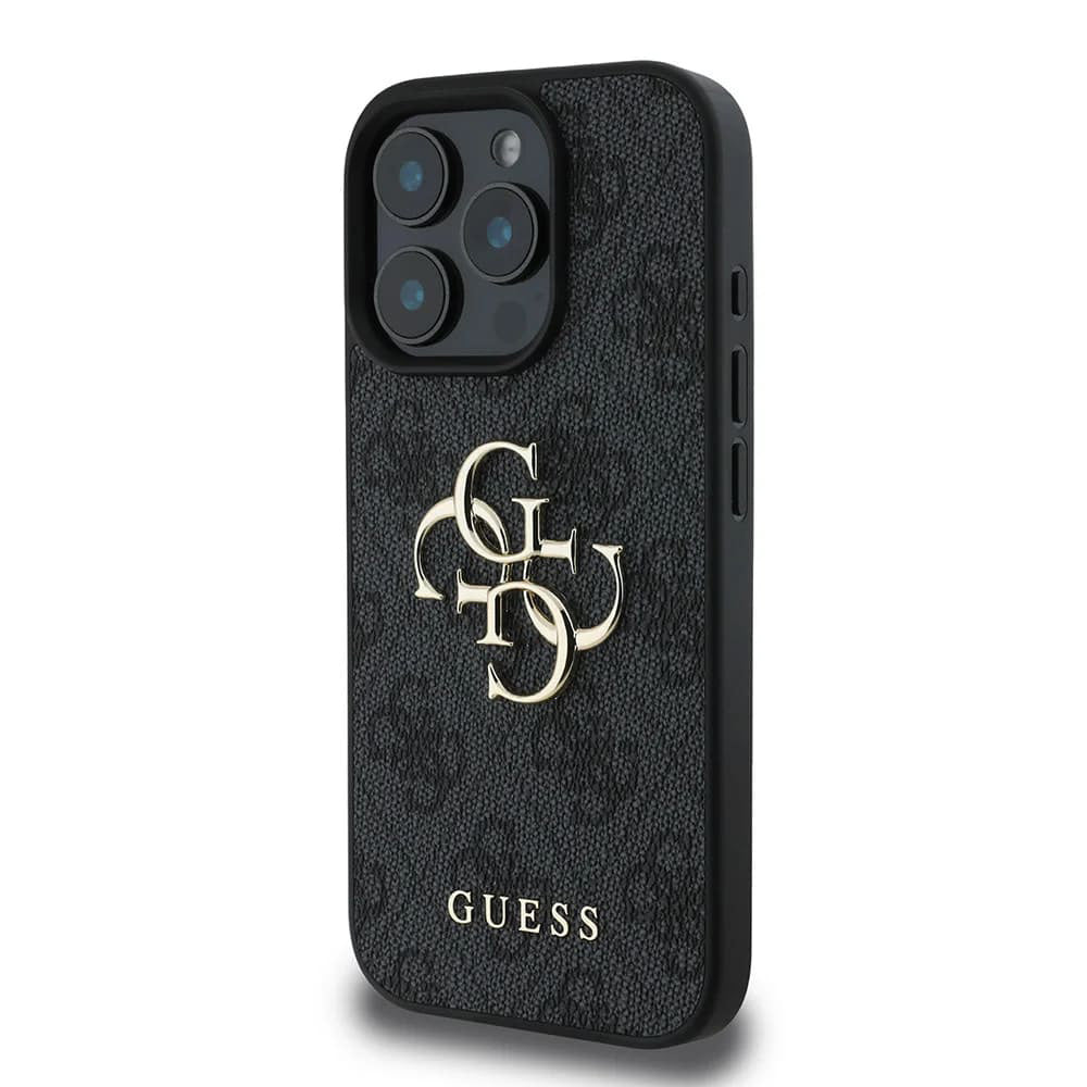 Hülle für Apple iPhone 16 Pro Max, Guess, 4G Big Logo, Schwarz