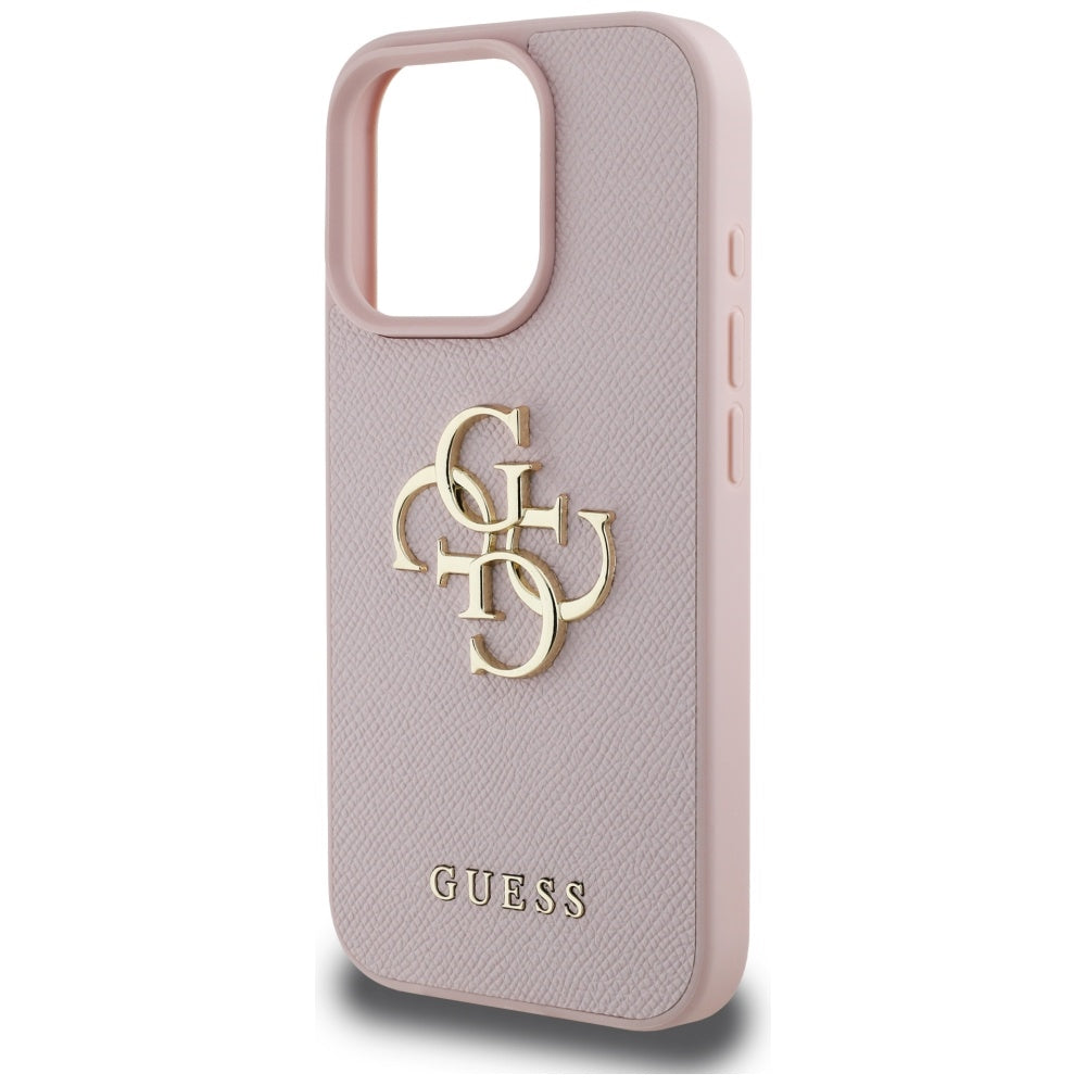 Hülle für Apple iPhone 16 Pro Max, Guess, Grained Big 4G Logo Small Classic Logo, Rosa