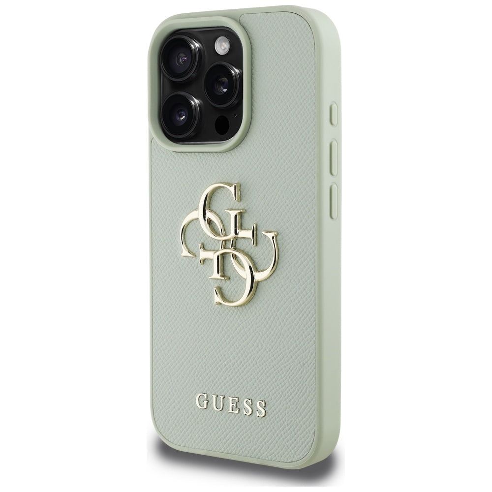 Hülle für Apple iPhone 16 Pro Max, Guess, Grained Big 4G Logo Small Classic Logo, Grün