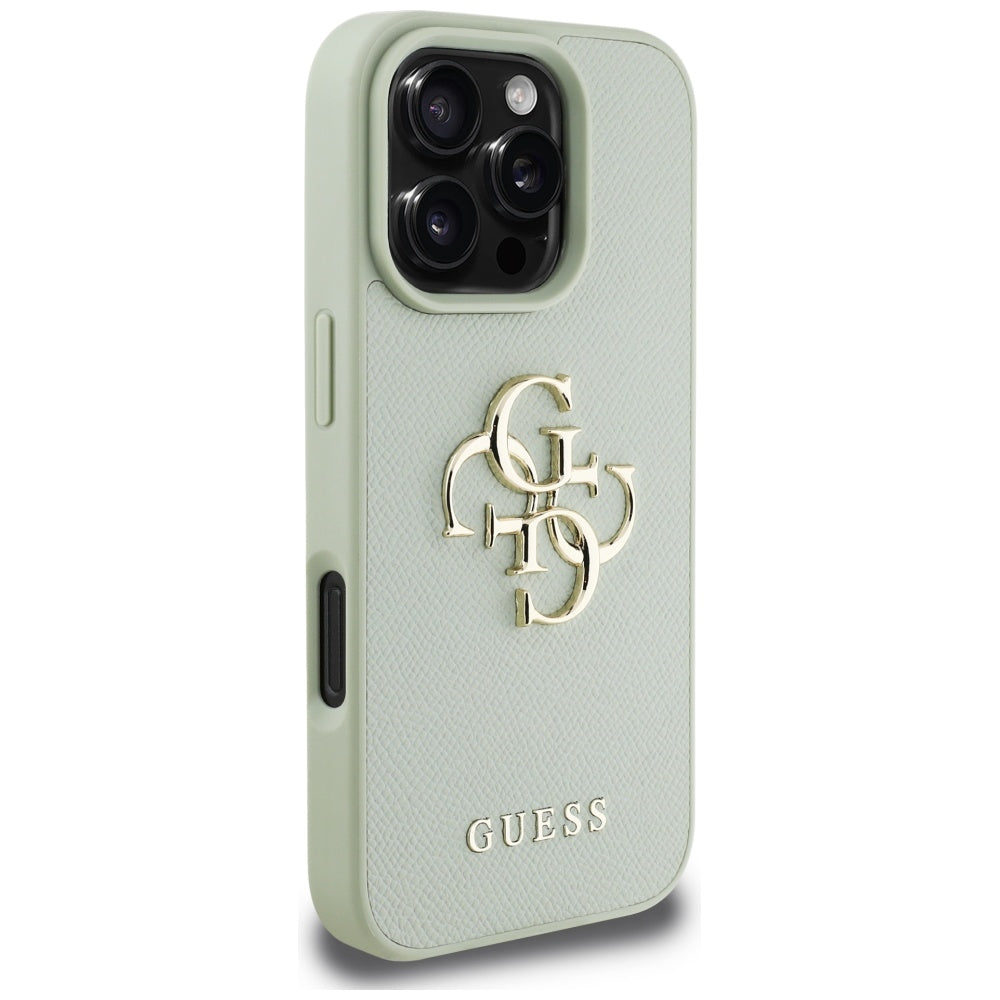 Hülle für Apple iPhone 16 Pro Max, Guess, Grained Big 4G Logo Small Classic Logo, Grün
