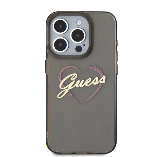 Hülle für Apple iPhone 16 Pro Max, Guess, IML Heart, Schwarz
