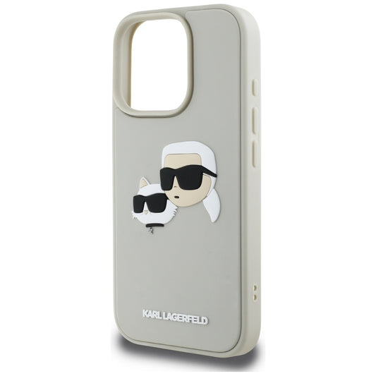 Hülle für Apple iPhone 16 Pro Max, Karl Lagerfeld, 3D Rubber Karl & Choupette, Beige