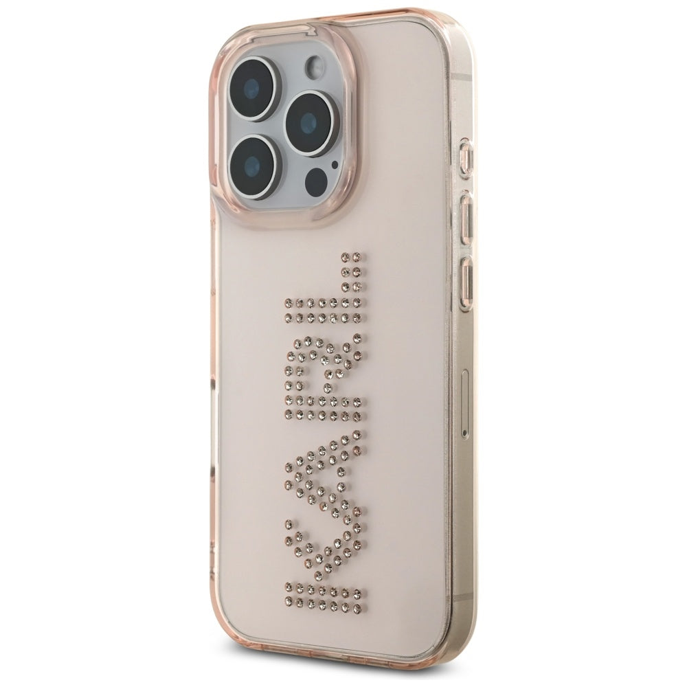Case for Apple iPhone 16 Pro Max, Karl Lagerfeld, IML Rhinestones Pink Logo, Pink