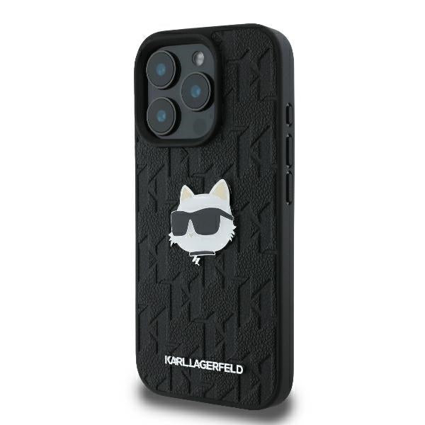 Hülle für Apple iPhone 16 Pro Max, Karl Lagerfeld, Monogram Choupette's Head, Schwarz