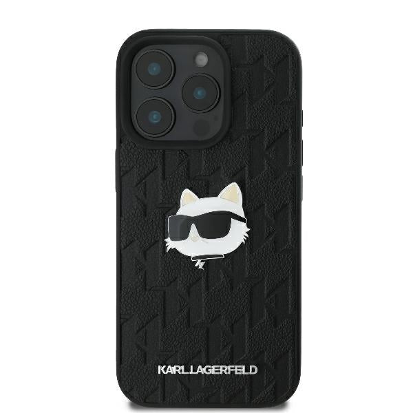 Hülle für Apple iPhone 16 Pro Max, Karl Lagerfeld, Monogram Choupette's Head, Schwarz