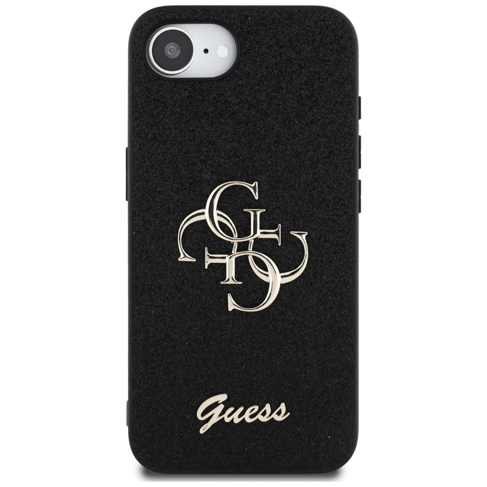 Hülle für Apple iPhone 17e / 16e, Guess, Fixed Glitter Big 4G, Schwarz