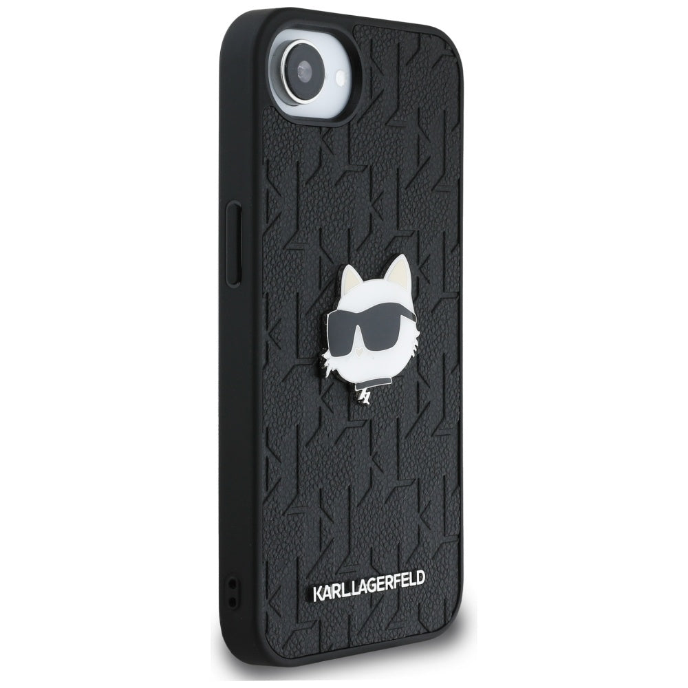 Hülle für Apple iPhone 17e / 16e, Karl Lagerfeld, Monogram Choupette's Head, Schwarz