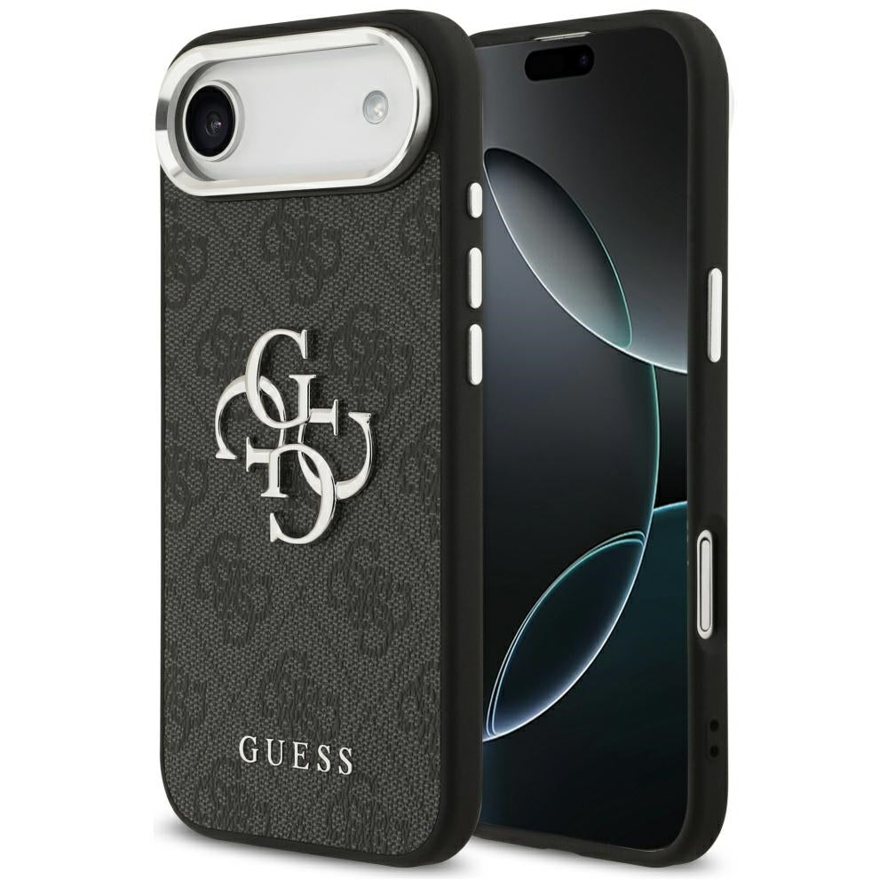 Hülle für Apple iPhone 17 Air, Guess, Big 4G Logo Classic, Schwarz Silbern