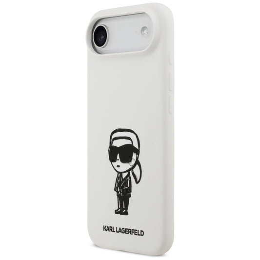 Hülle für Apple iPhone 17 Air, Karl Lagerfeld, Sketch und Logo Karl, Weiß
