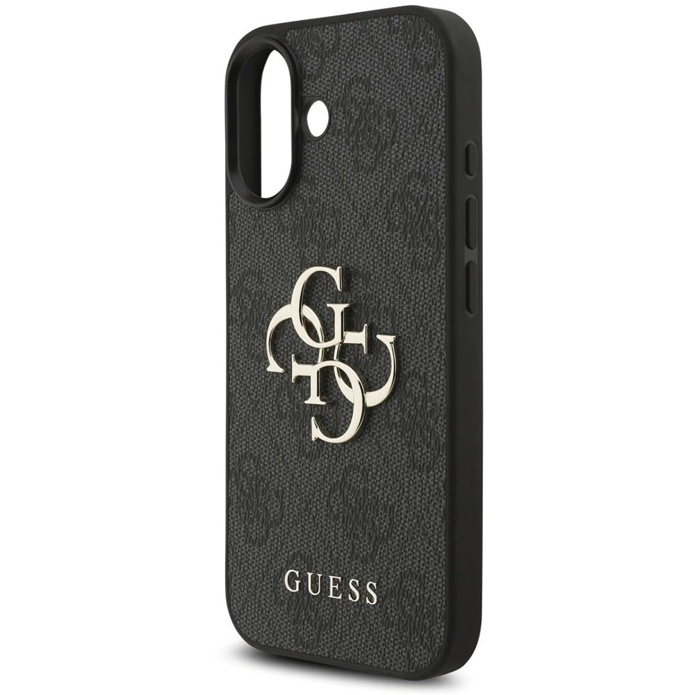 Hülle für Apple iPhone 17, Guess, 4G Classic Logo mit Trageriemen, Schwarz