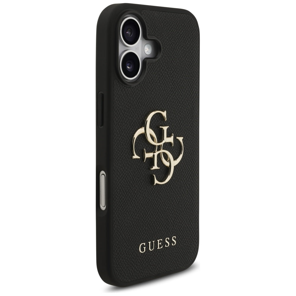 Hülle für Apple iPhone 17, Guess, 4G Grained Big and Classic Logo, Schwarz