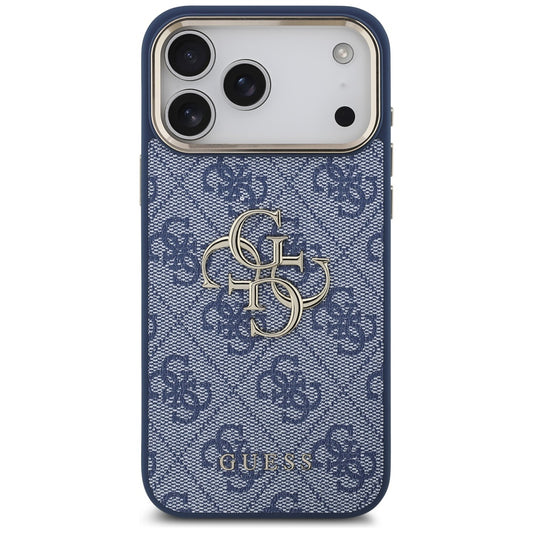 Case for Apple iPhone 17 Pro, Guess, Big 4G Logo Classic, Golden Blue